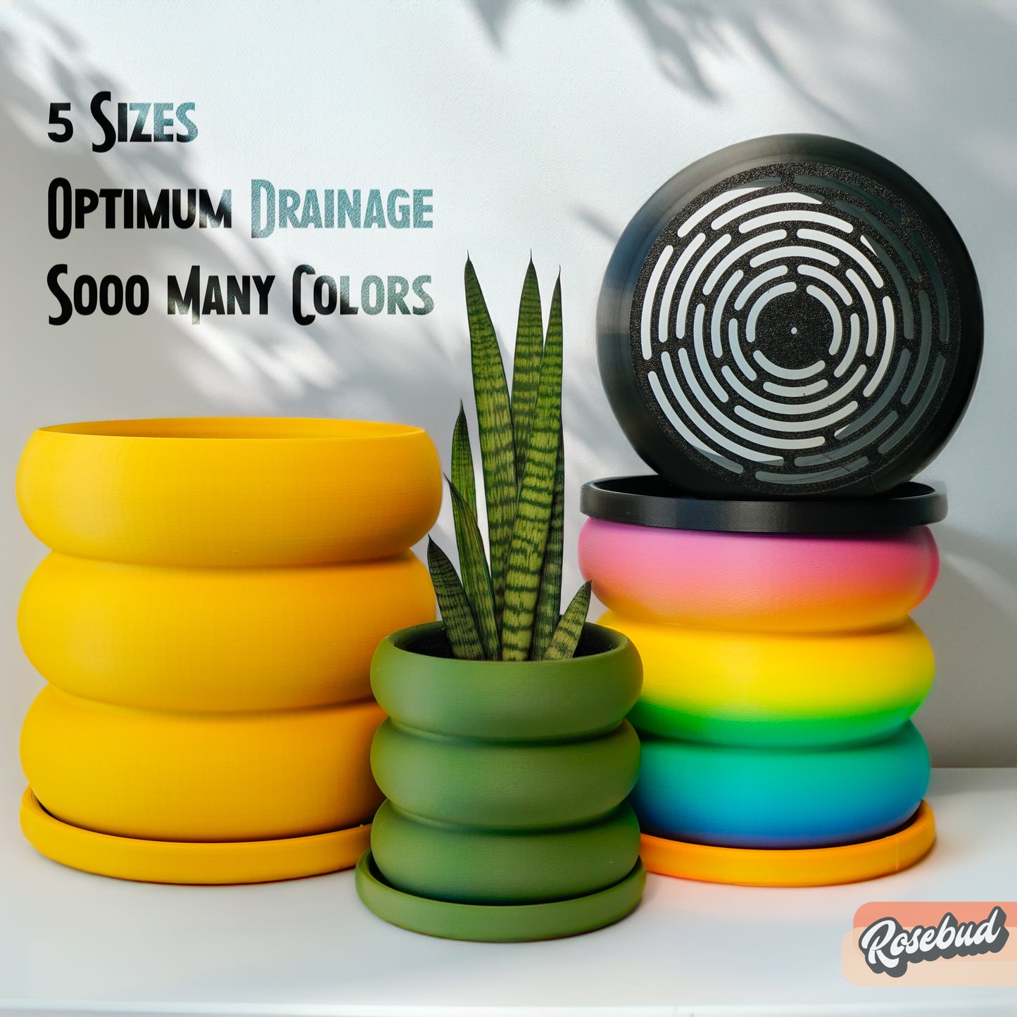 Colorful Bubble Planter and Donut Planter with Drainage, featuring multiple sizes and excellent drainage, perfect for plant lovers' home decor.