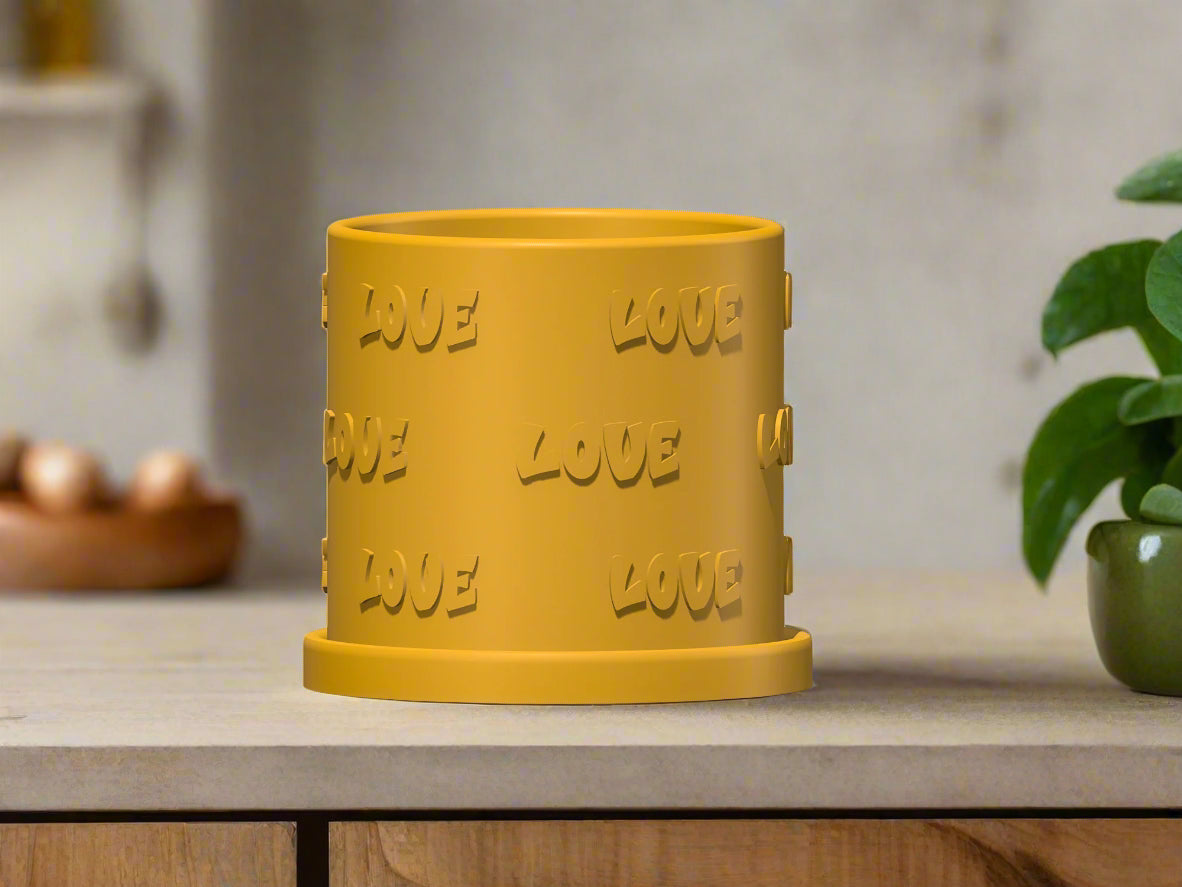 LOVE Plant Pot with Drainage and Drip Tray