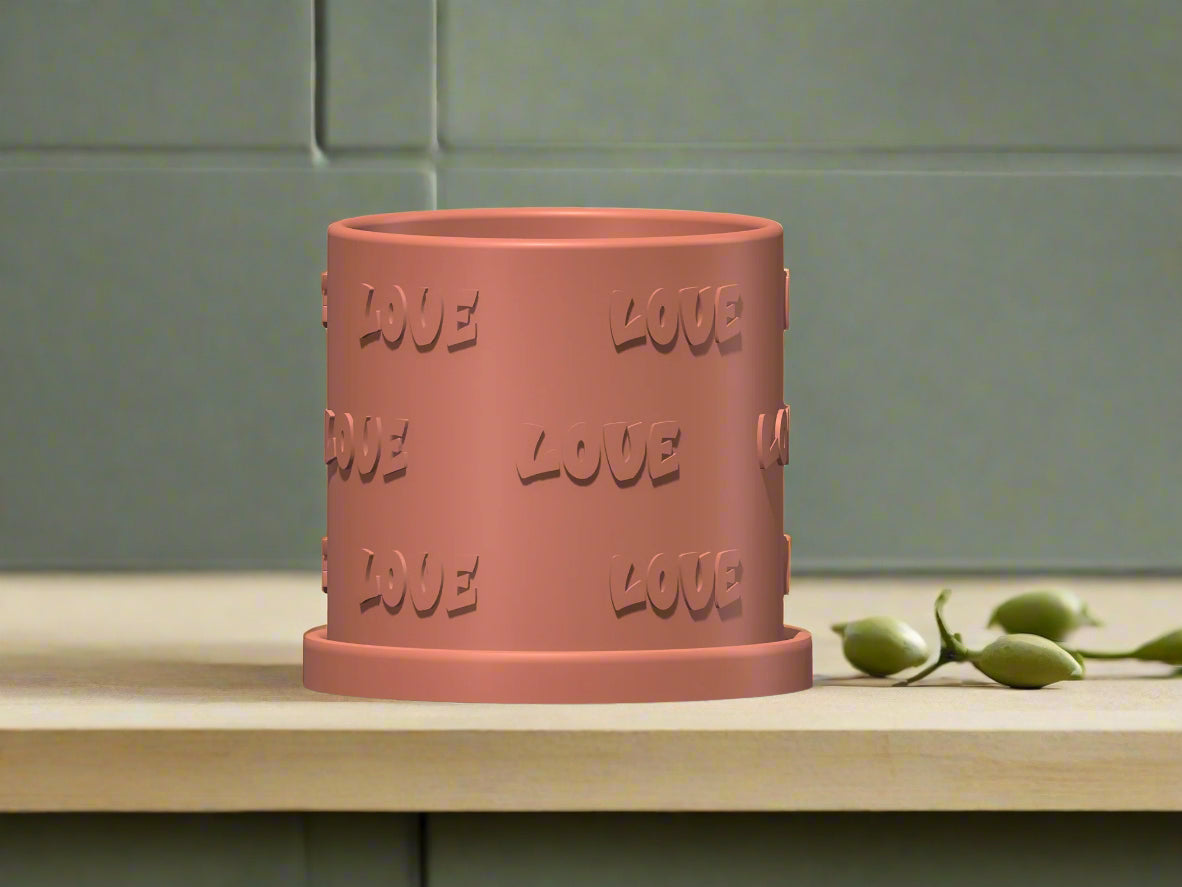 LOVE Plant Pot with Drainage and Drip Tray