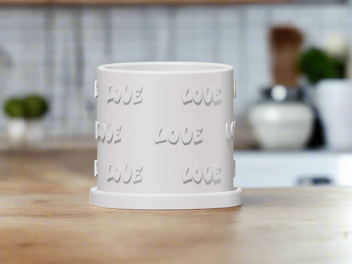 LOVE Plant Pot with Drainage and Drip Tray