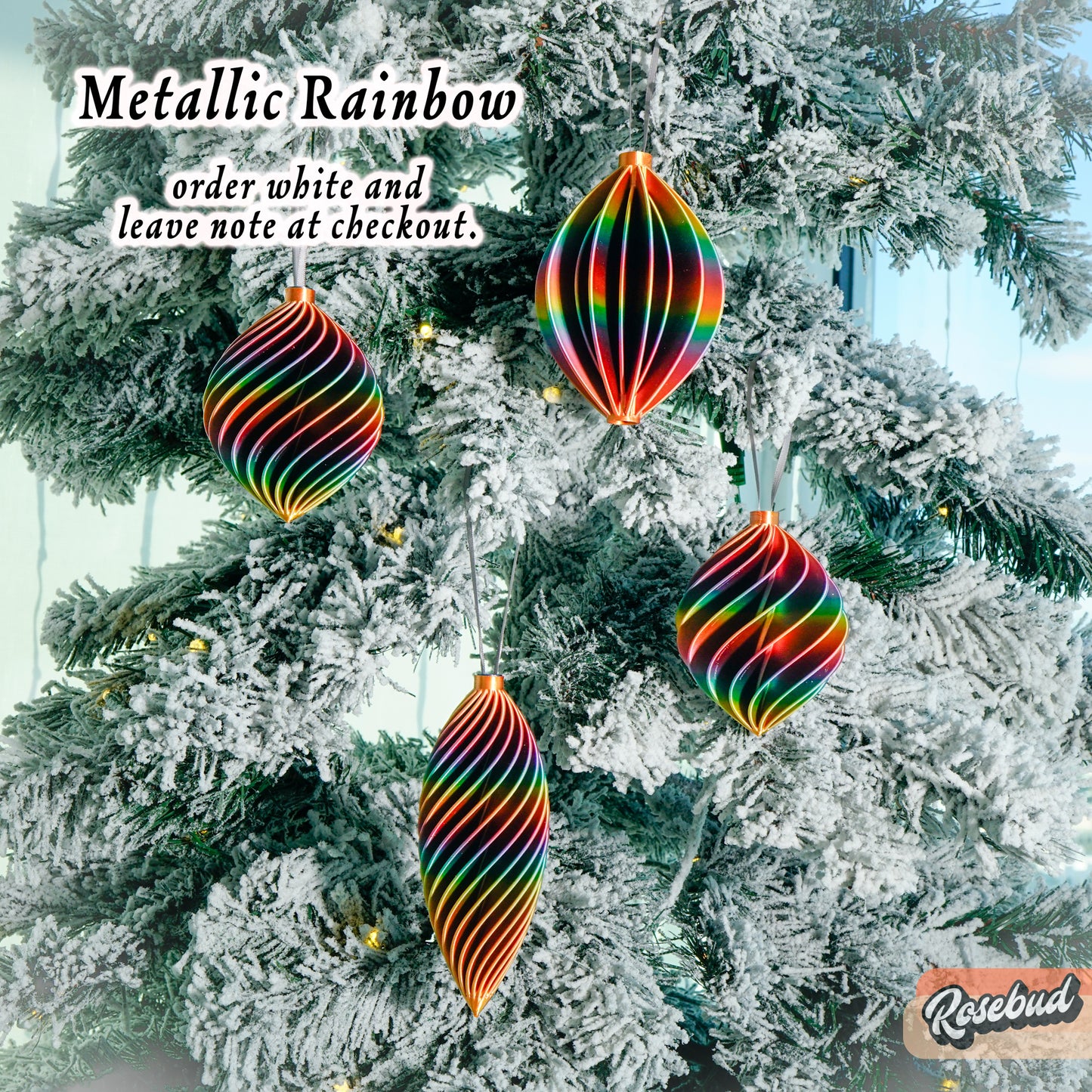 Modern Christmas Tree Ornaments, Set of 4 in Multiple Colors, Unique Holiday Hosting Decor, Gifts for Winter, Seamless Ornament Design