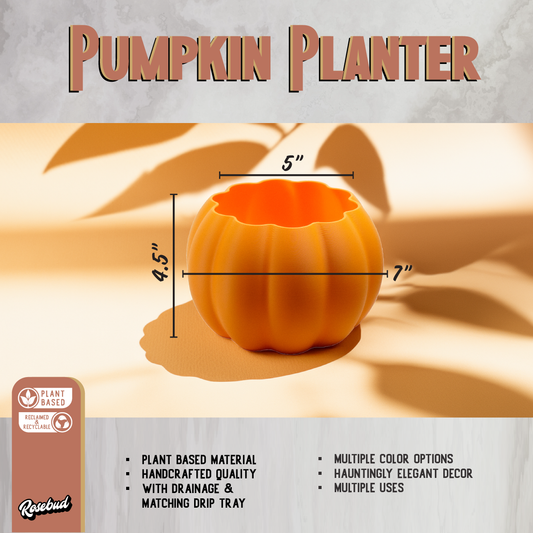 Pumpkin Plant Pot with Drainage and Drip Tray