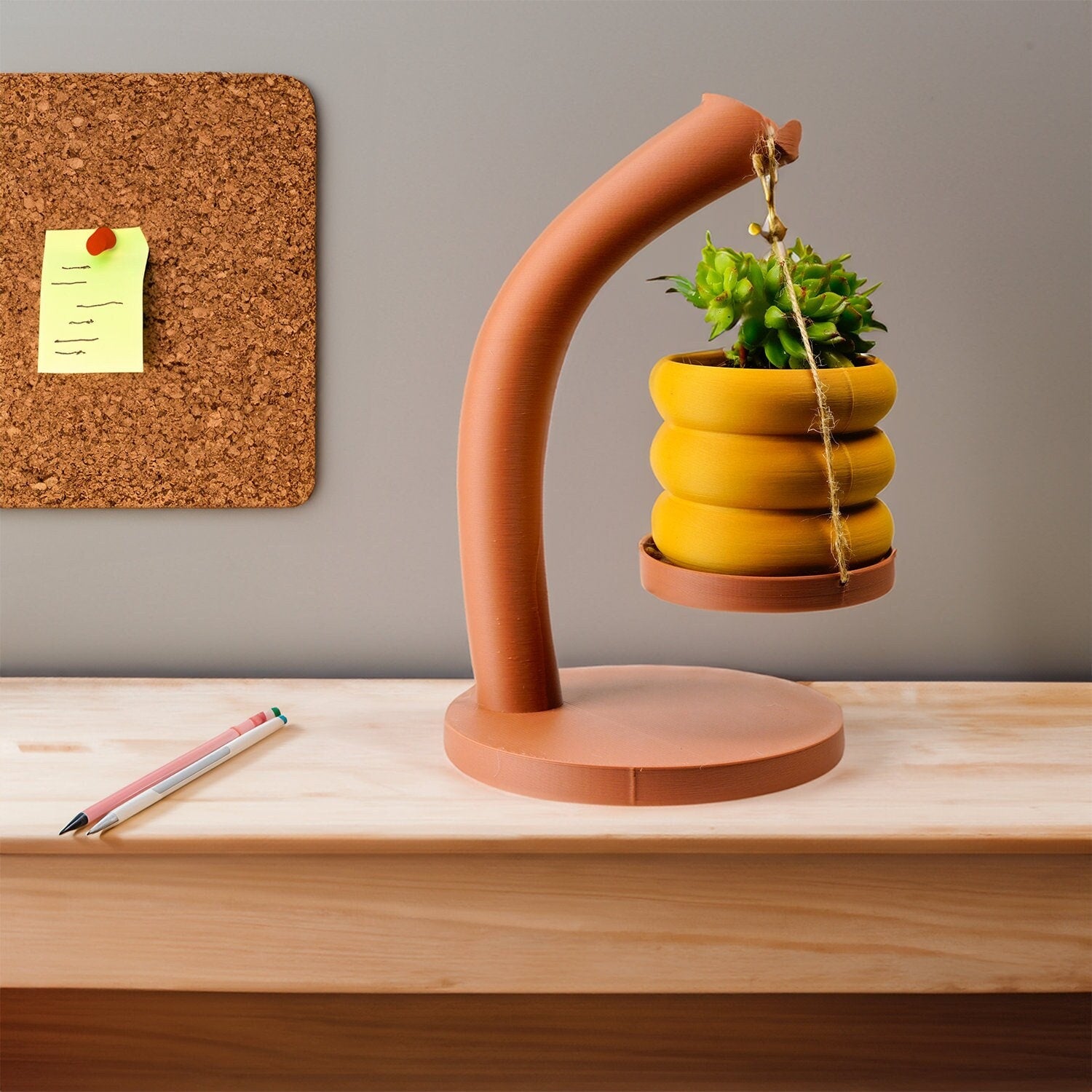 cute hanging plant pots 3" Hanging Bubble With Tray & Holder Mustard / No Suculent Included
