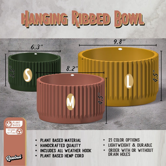 Outdoor Hanging Planter in Multi Colors Hanging Plant Pot Unique Gift, 3D Printed Planter, Patio Balcony Decor, Cottage core Decor,MCR Bowl