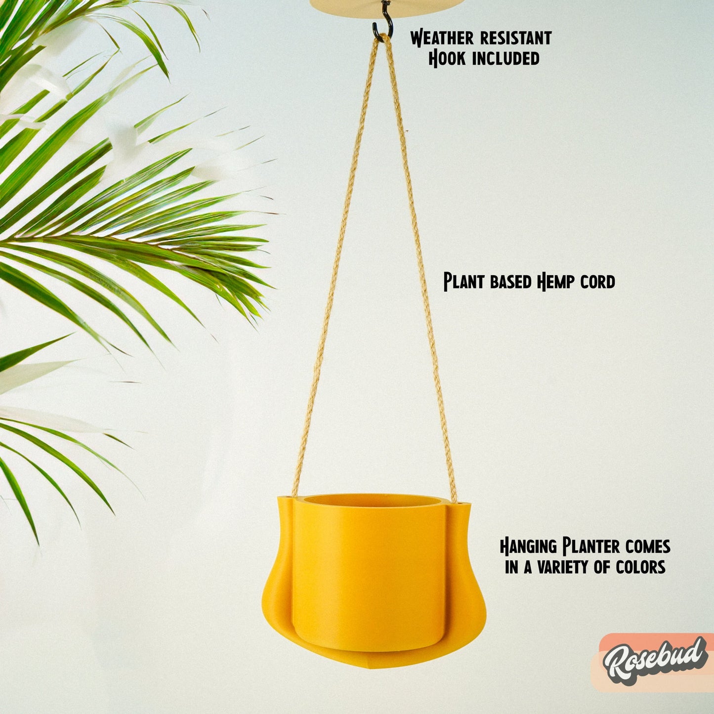 Hanging Planter - The Elysian | Modern 3D Printed Pot with Drainage | Indoor Outdoor | Sizes & Colors | Succulent, Herb, Flower, Gifts