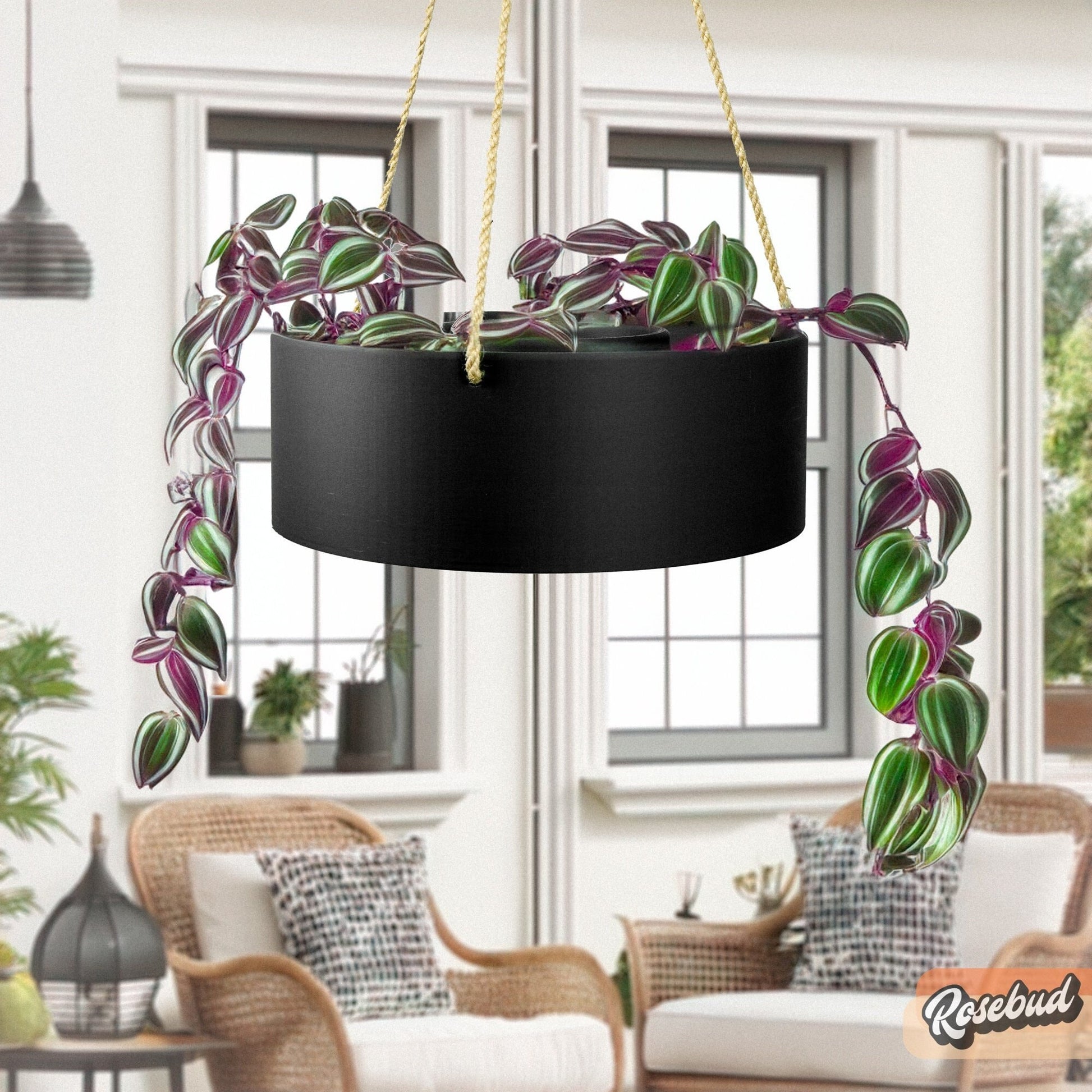 Modern Hanging Planter, Unique 3D Printed Indoor/Outdoor Plant Holder, Succulent Arrangements, Large Patio Plant Pots with Drainage