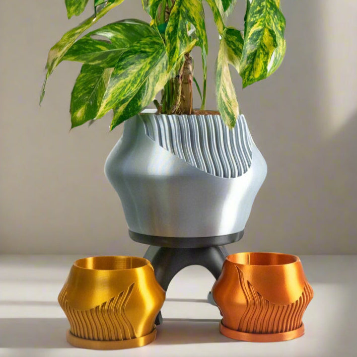 plant saucer with drainage Rorqual Cascade Plant Pot with Drainage and Drip Tray Saucer, Home Decor Terracotta / SM