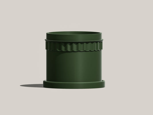 Mid-Century Modern Pot in Matte Olive Green, Pots with Drainage and Saucer, Succulent, Cacti and House Plant Planter, Lightweight