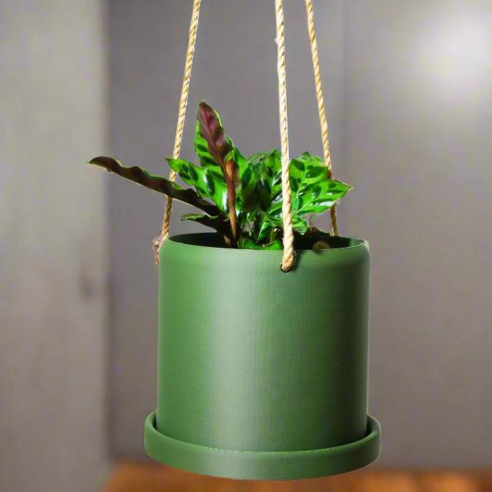 hanging plant gifts Hanging Planter for Plants With Attached Drip Tray, Indoor Outdoor Pot Unique Gift, Patio Decor, Cottagecore Decor, Entryway, Simple Tall Mustard / 7