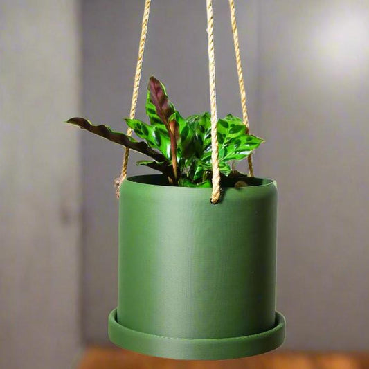 Hanging Planter for Plants With Attached Drip Tray, Indoor Outdoor Pot Unique Gift, Patio Decor, Cottagecore Decor, Entryway, Simple Tall