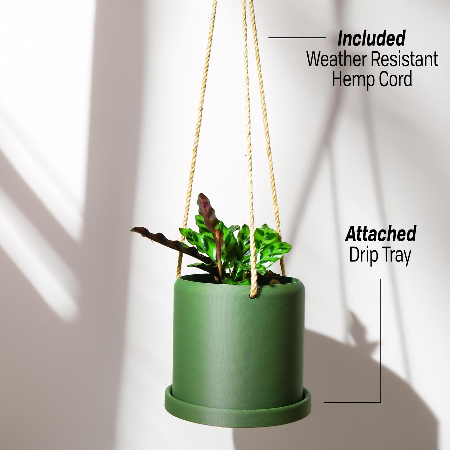 Hanging Planter for Plants With Attached Drip Tray, Indoor Outdoor Pot Unique Gift, Patio Decor, Cottagecore Decor, Entryway, Simple Tall