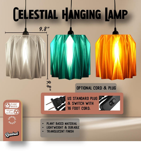 Crystal 3D Printed Lamp Shade | Modern Clear Pendant Light | Minimalist PLA Lighting | E26/E27 Compatible Light Shade