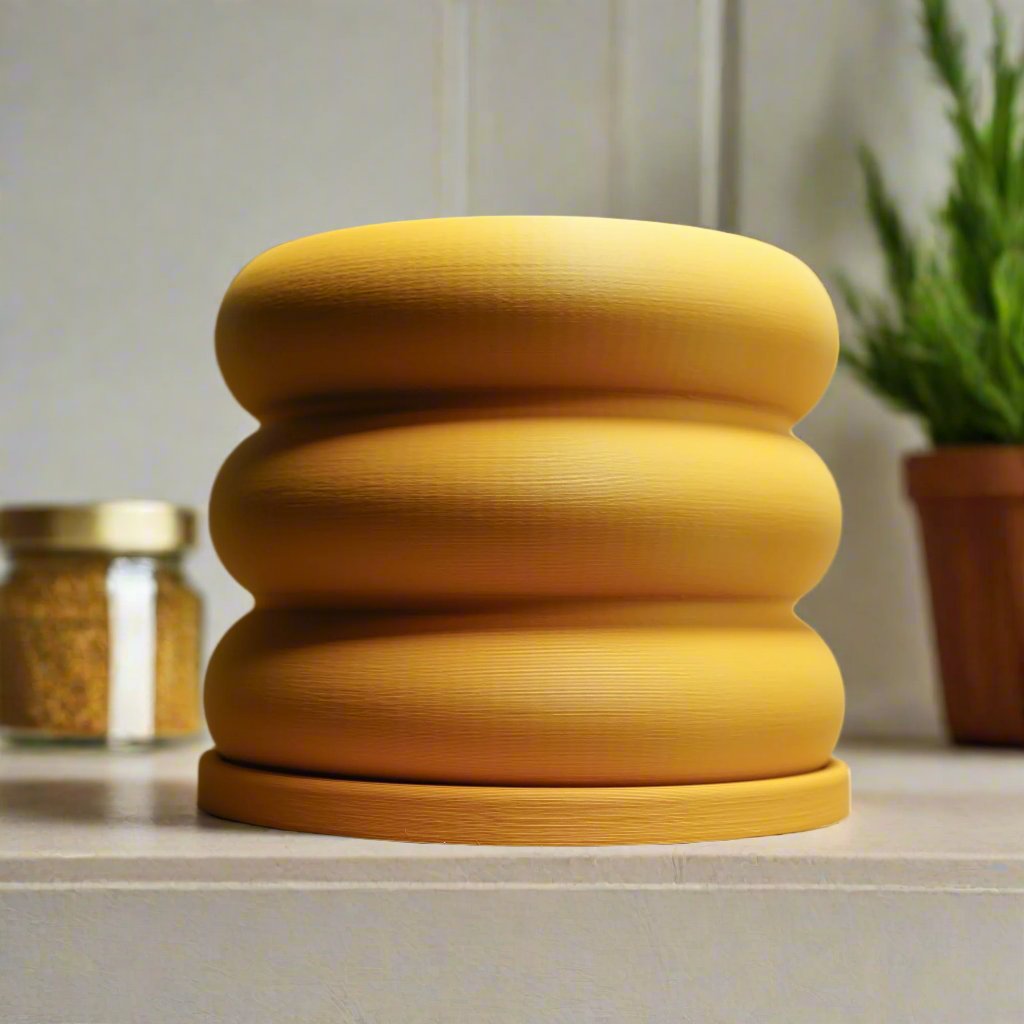 Bubble Planter/Donut Planter with Drainage in sleek golden hue, showcasing modern minimalistic design, perfect for plant lovers and home decor enthusiasts, available in multiple sizes with excellent drainage.