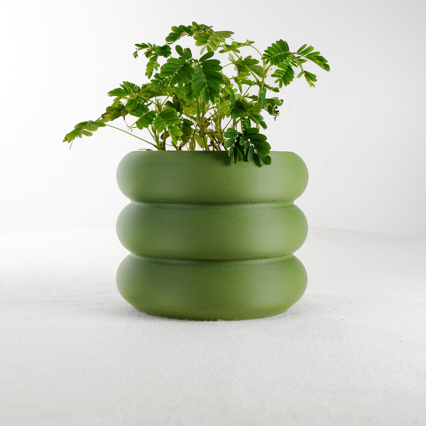 Green Bubble Planter/Donut Planter with Drainage, featuring a playful, donut-like design and excellent drainage system, housing vibrant greenery, ideal for plant lovers and modern home decor enthusiasts. Available in multiple colors.