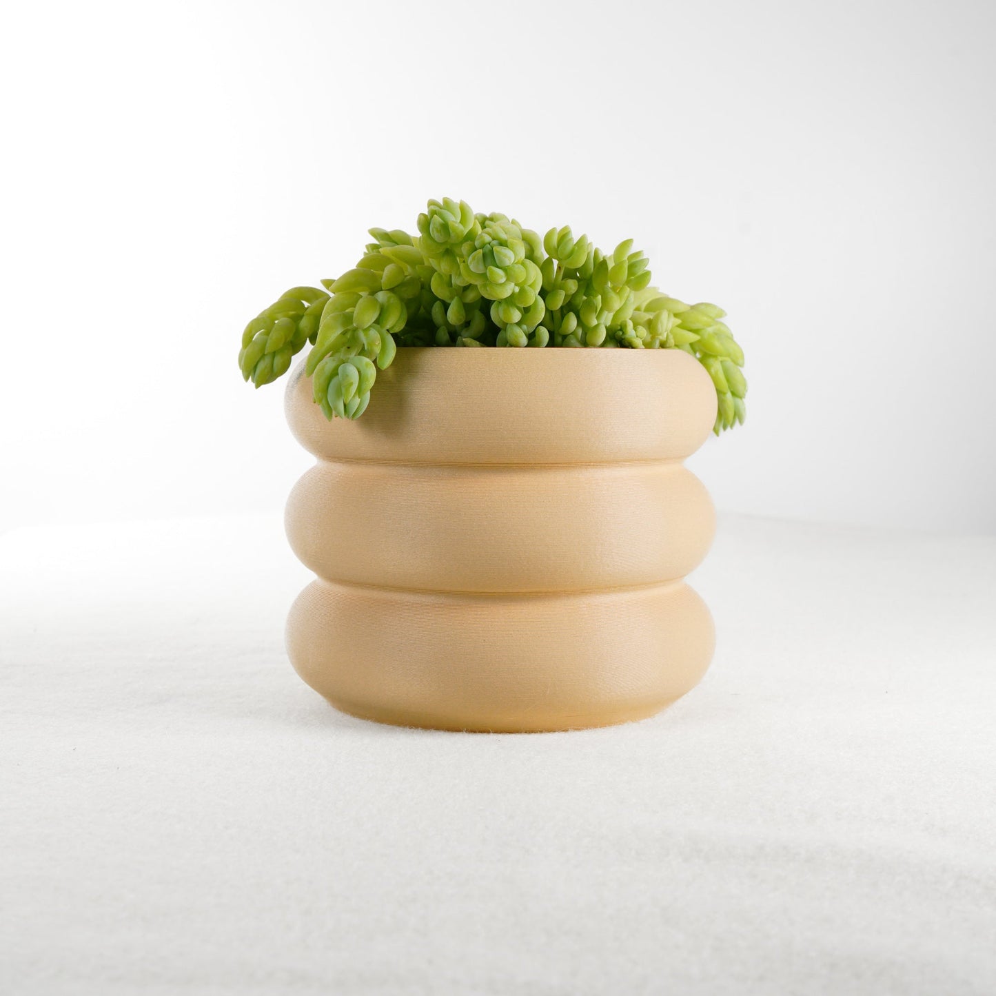 Bubble Planter/Donut Planter with Drainage in beige, showcasing a cute stack of succulent-covered donuts, offering excellent drainage and available in multiple colors, ideal for plant lovers and modern home decor enthusiasts.