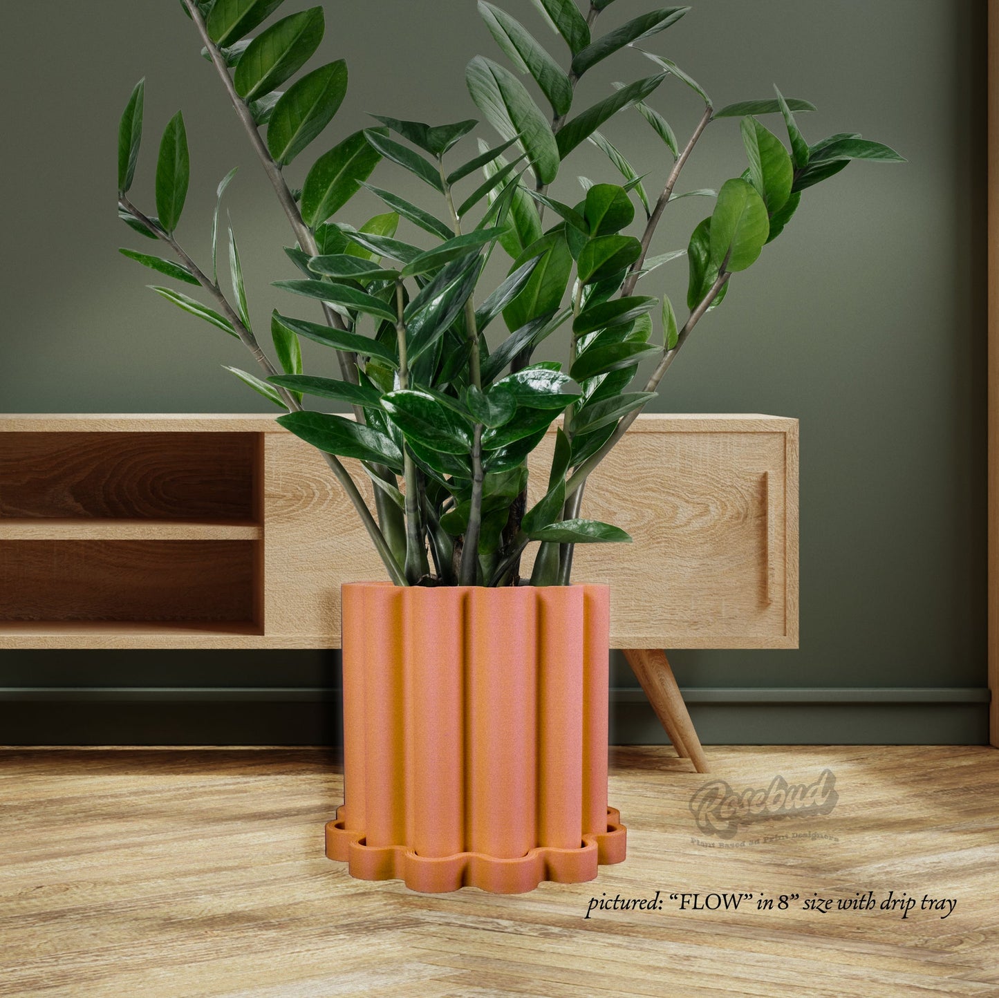 Funky Plant Pot, Mid Century Modern Pots with Drainage and Saucer, Cache Planter Pot "FLOW" - Rosebud HomeGoods Black 4 Without Drip Tray MODERN HOME GOOD