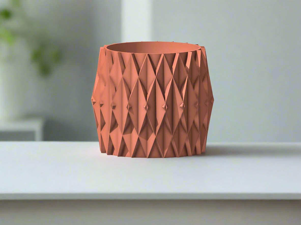 Unique Plant Pot with Drainage and Saucer, Modern Planter Pot Unique, Cacti and House Plant Planter, Lightweight Copper Art Decor