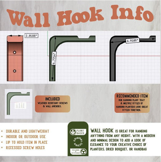 Minimal Modern Hanging Planter Wall Hook, Macrame Plant Hanger Hook, Eco-Friendly Indoor Plant Holder, Boho Plant Wall Cottagecore Decor - Rosebud HomeGoods Terracotta MODERN HOME GOOD