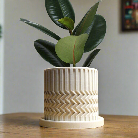 Minimalist Zig-Zag Planter - Rosebud HomeGoods White 4 With Drip Tray MODERN HOME GOOD