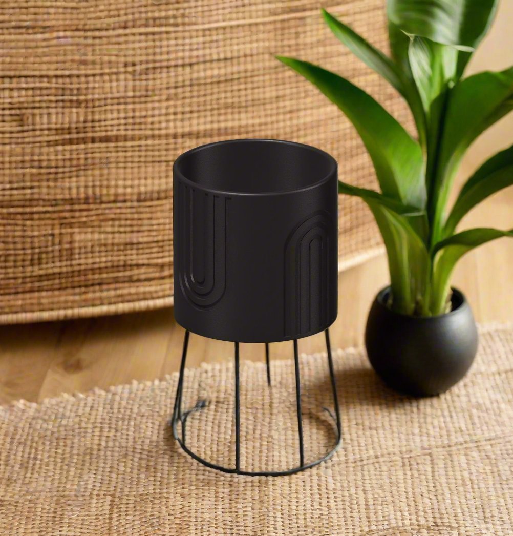 Nordic Rainbow Planter - Rosebud HomeGoods 4 With Drip Tray Black MODERN HOME GOOD