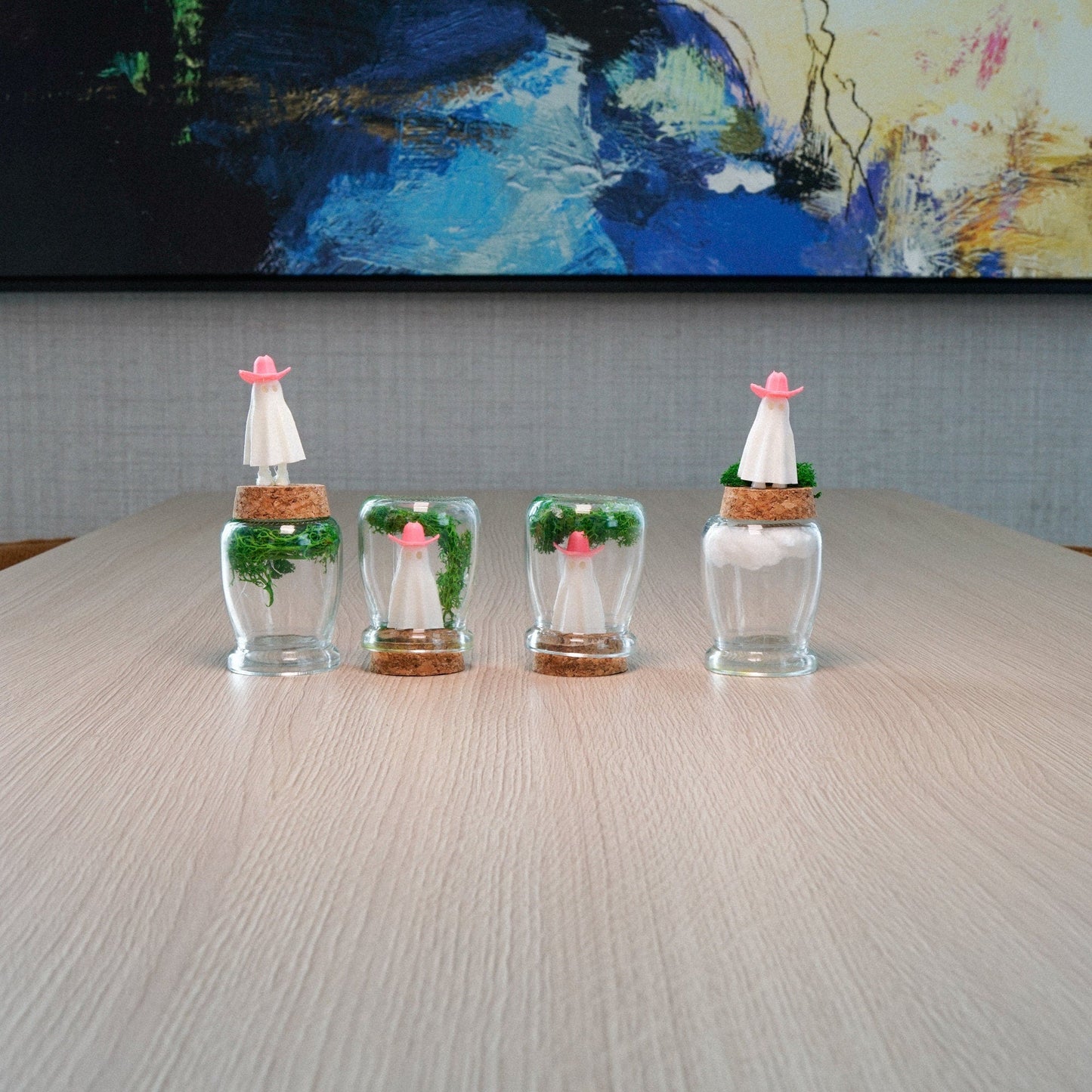 Taylor Swift Ghost in a Bottle with Pink Cowboy Hat, Cute Desk Pet for Work, Ghost with Feet, Fall, Halloween Decor, Spooky Season Gifts - Rosebud HomeGoods White MODERN HOME GOOD