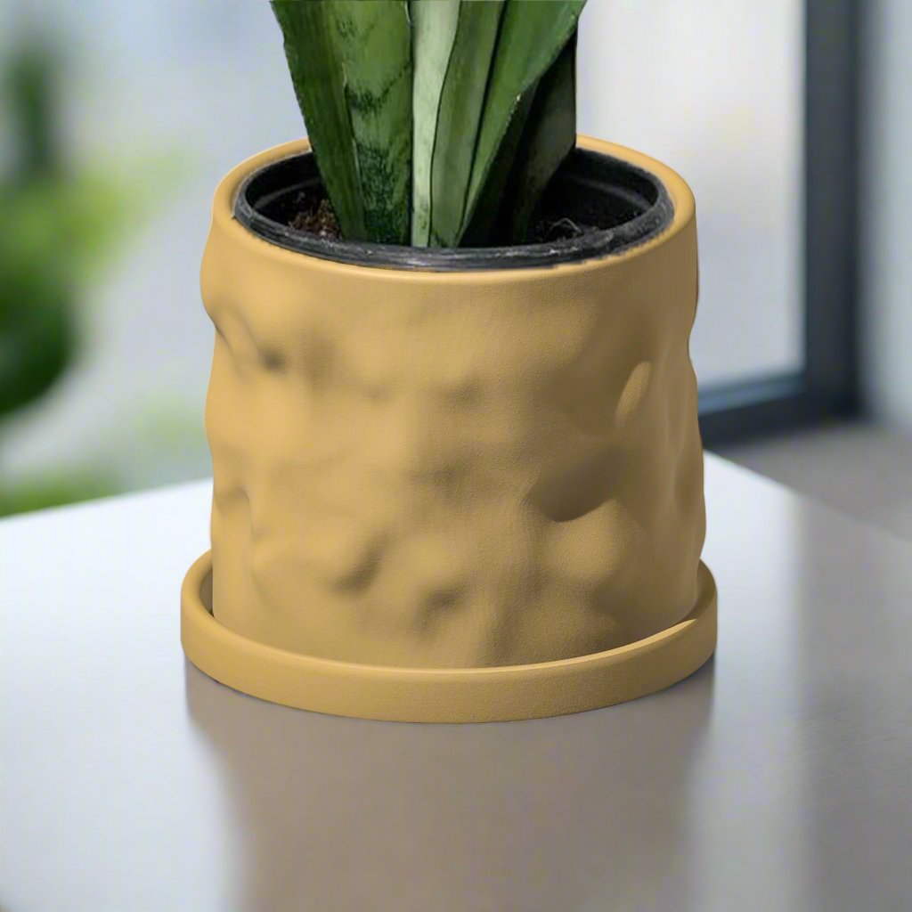 The Arezzo Plant Pot - Rosebud HomeGoods Beige 4 With Drip Tray MODERN HOME GOOD