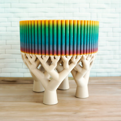 The Verdant Canopy Footed Pedestal Fruit Bowl and Catchall Decor in Rainbow