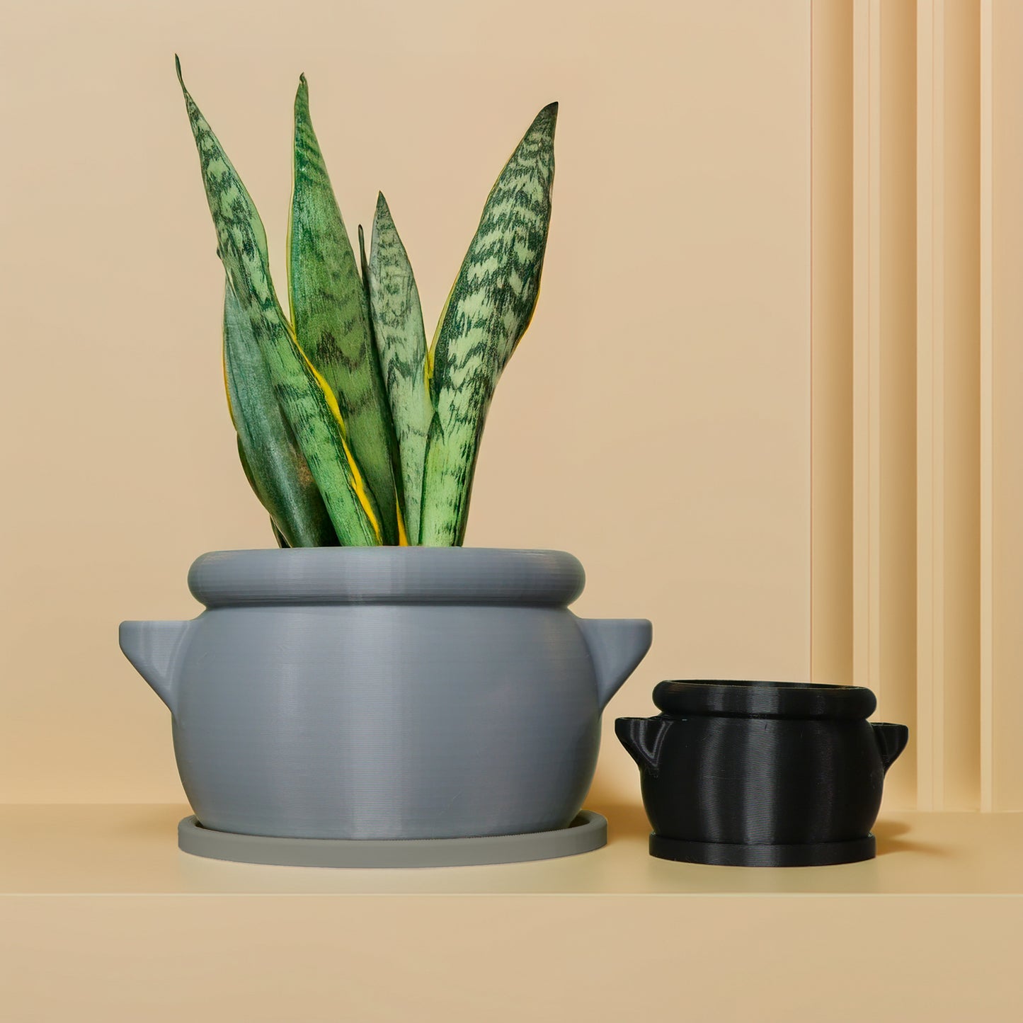 Cauldron Plant Pot with Drainage and Drip Tray
