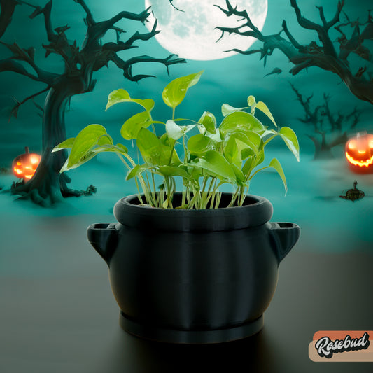 Cauldron Plant Pot with Drainage and Drip Tray