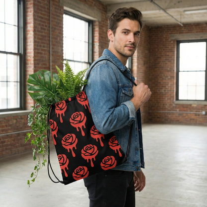 Rosebud Drip Drawstring Bag