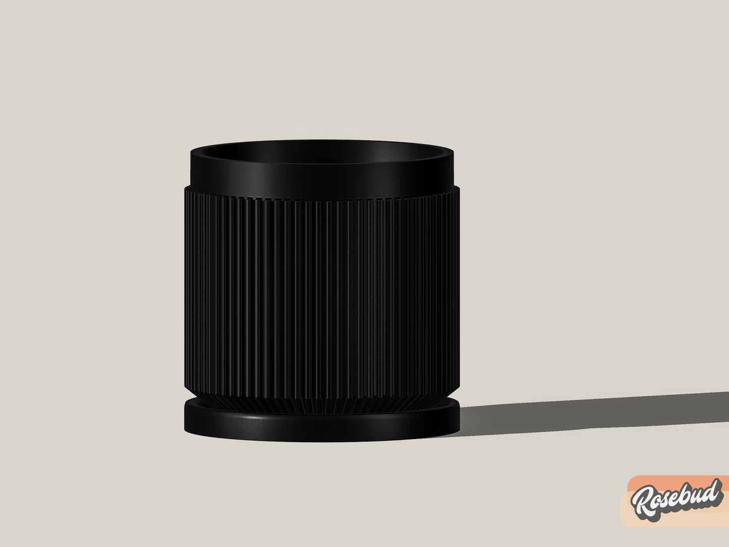 Modern Ribbed Planter with Drainage | 3D Printed Plant Pot 4–11 Inch | Black, White, Beige | Raised Letter Drip Tray