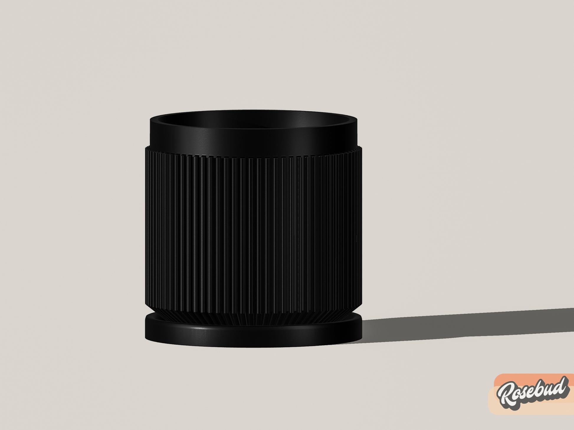 Modern Ribbed Planter with Drainage | 3D Printed Plant Pot 4–11 Inch | Black, White, Beige | Raised Letter Drip Tray