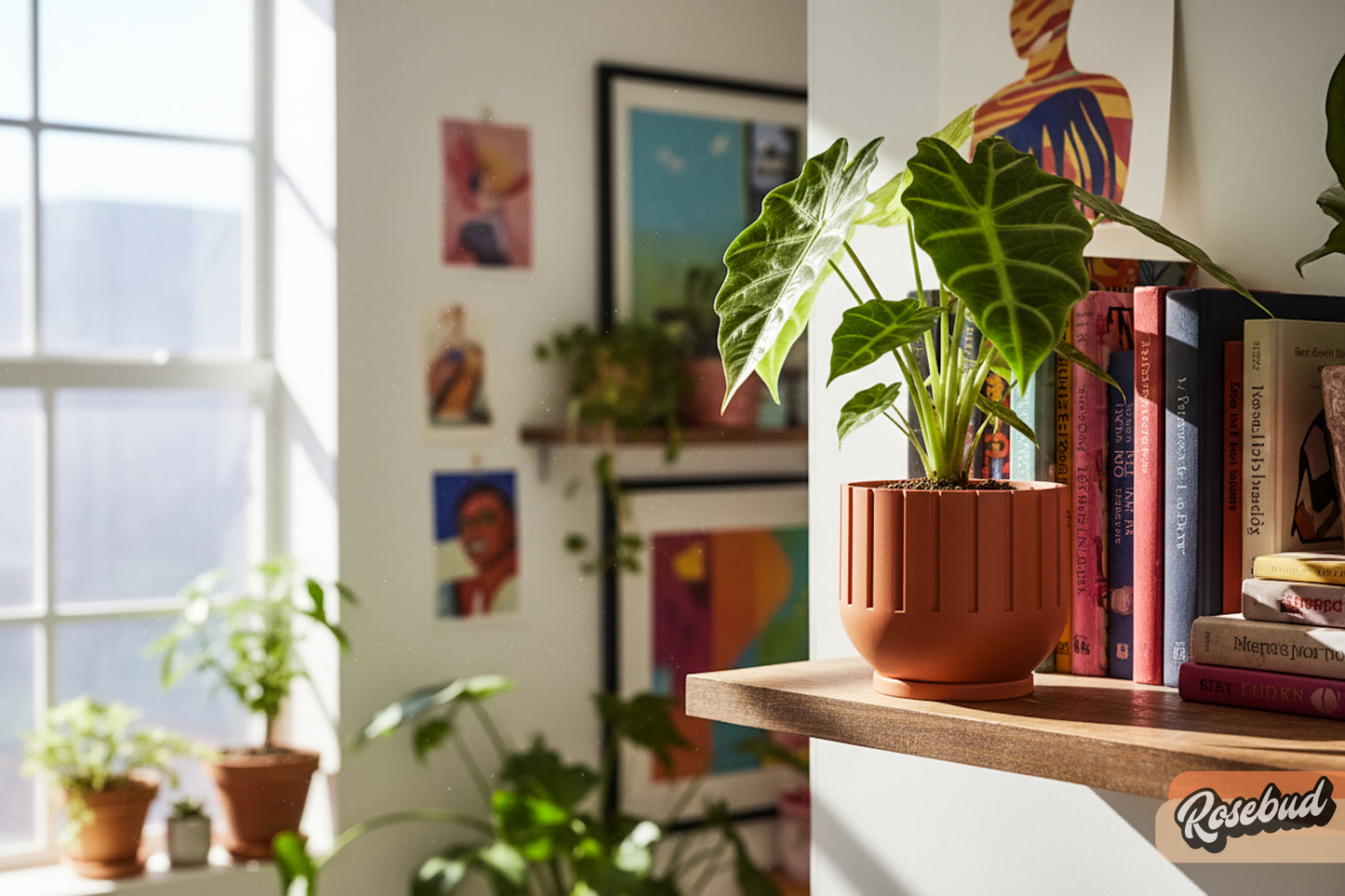 Modern Indoor Planter with Drainage – 3D Printed Fluted Plant Pot, Vertical Ribbed Design, Minimalist Decor Accent, Mid-Bubble