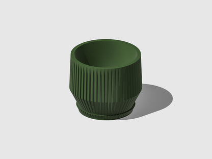 Unique Plant Pot with Drainage, 3D Printed Planter Pot Unique Modern Ribbed Design, Lightweight Skyline