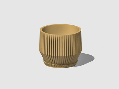 Unique Plant Pot with Drainage, 3D Printed Planter Pot Unique Modern Ribbed Design, Lightweight Skyline