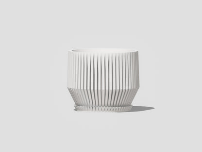 Unique Plant Pot with Drainage, 3D Printed Planter Pot Unique Modern Ribbed Design, Lightweight Skyline