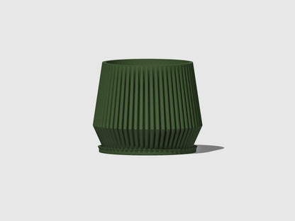 Stratos Modern Plant Pot with Drainage, 3D Printed Planter Pot Unique Modern Ribbed Design, Lightweight Stratos
