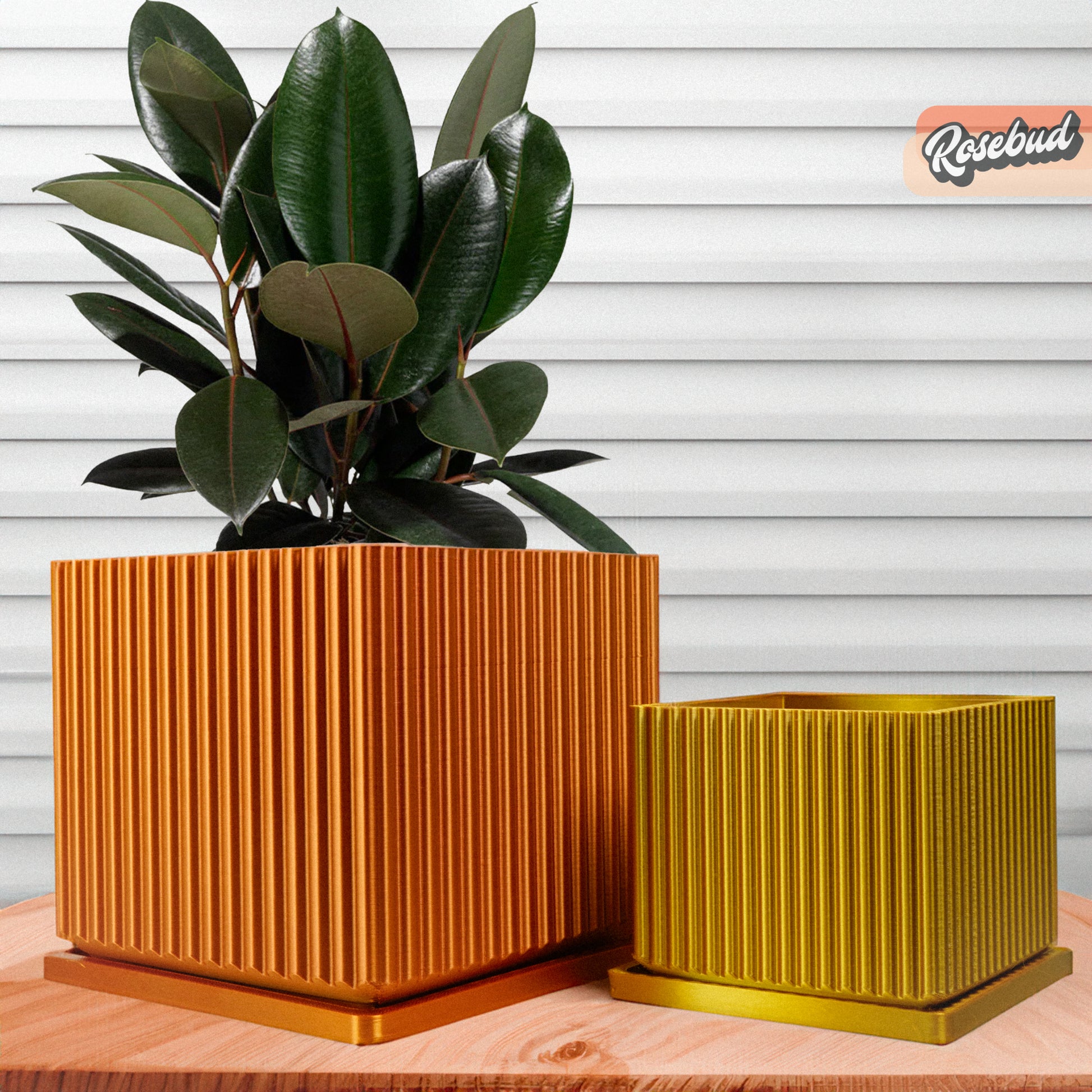 square plant pot drip trays Mid-Century Modern Vista Planter Pot - Square, Pleated, Perfect Fit Drip Tray, Mesh Drainage