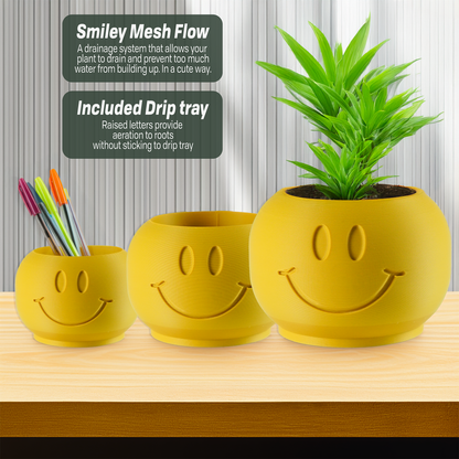 face pots for plants Happy Sprout Smiley Face Plant Pot with Drainage and Drip Tray – Cute Ghibli Decor Planter | Kawaii Hypebeast Pots for Plants