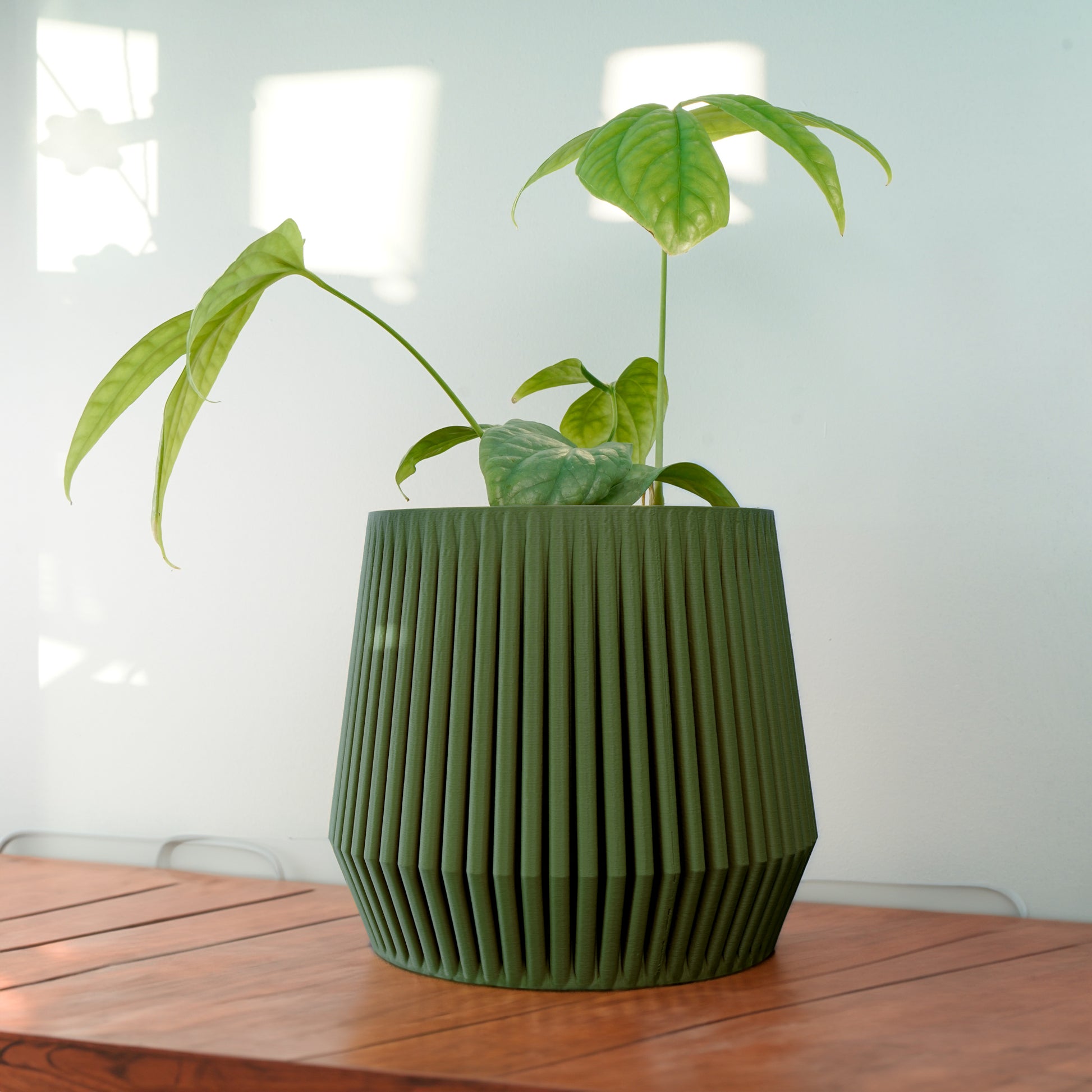 print on demand plant pots Stratos Modern Plant Pot with Drainage, 3D Printed Planter Pot Unique Modern Ribbed Design, Lightweight Stratos – Rosebud HomeGoods