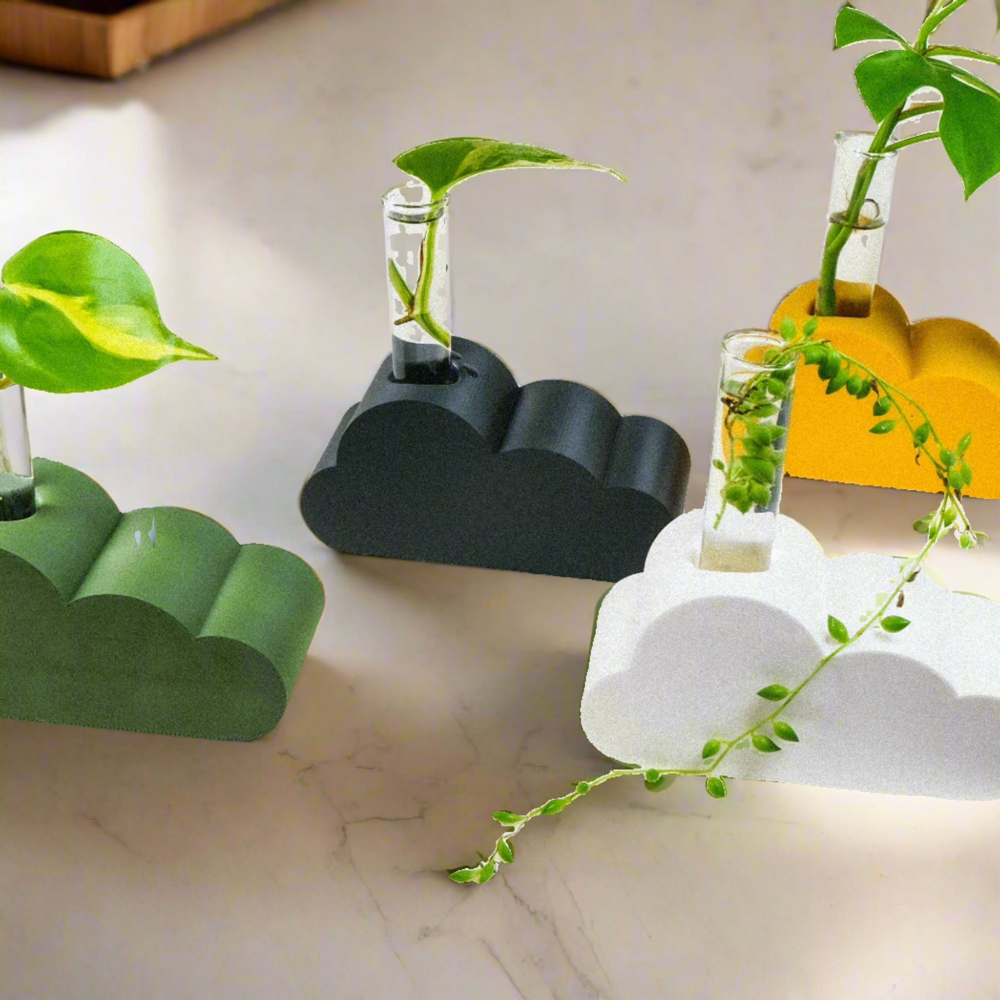 plastic plant propagators Cloud Propagation Station- Elegant Propagation Station Stands with Four Tubes, Perfect for Table Decor, Plant Starters, and Reed Diffusers in Modern