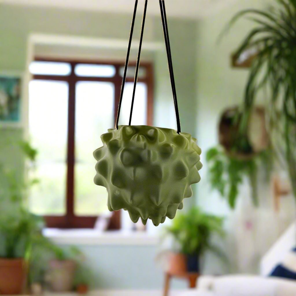 ellipse hanging planter sculpture The Creature Orb Hanging Planter Pot With Drainage