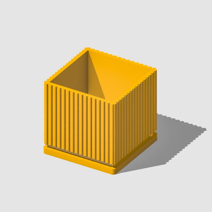 Mid-Century Modern 3D Printed Planter Pot - Square, Pleated, Perfect Fit Drip Tray, Mesh Drainage - Multiple Colors & Sizes