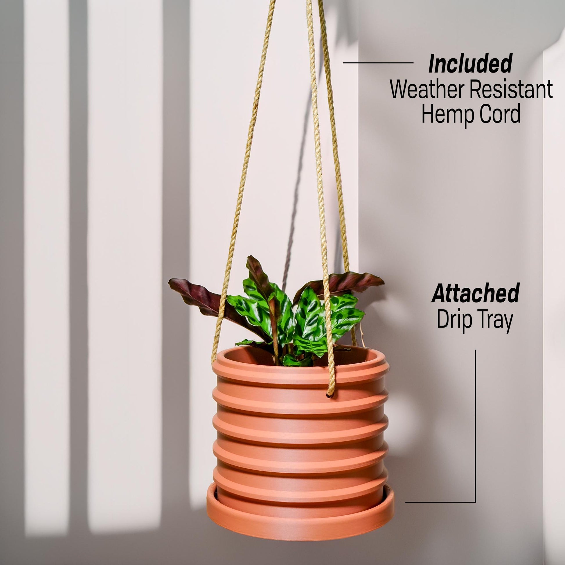 deep hanging planter Hanging Planter for Plants With Attached Drip Tray, Indoor Outdoor Pot Unique Gift, Patio Decor, Cottagecore Decor, Entryway, Crest Marble / 7 inch +