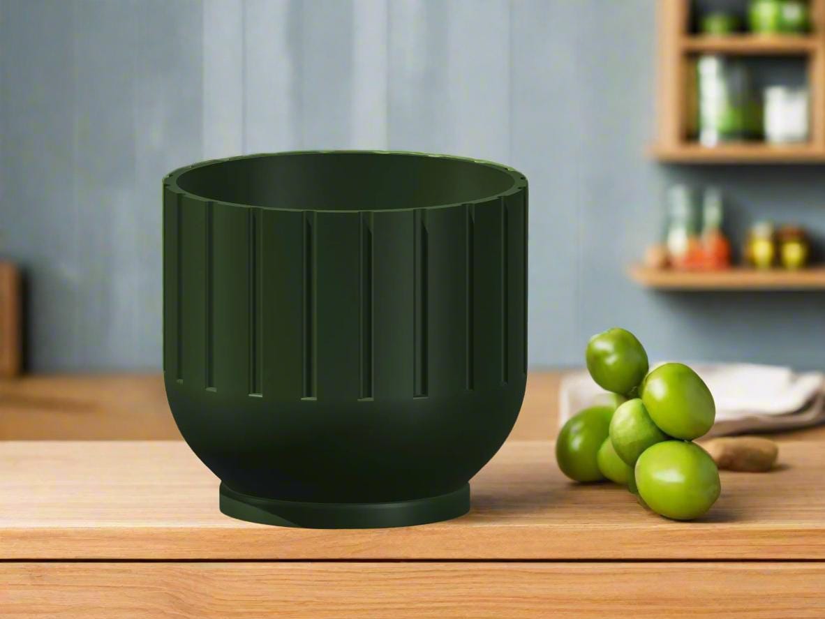 medium plant pots indoor Modern Indoor Planter with Drainage – 3D Printed Fluted Plant Pot, Vertical Ribbed Design, Minimalist Decor Accent, Mid-Bubble Copper / 10 Inch + Drip
