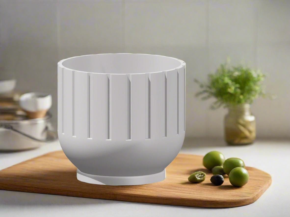 white modern indoor plant pots Modern Indoor Planter with Drainage – 3D Printed Fluted Plant Pot, Vertical Ribbed Design, Minimalist Decor Accent, Mid-Bubble Copper / 10 Inch + Drip