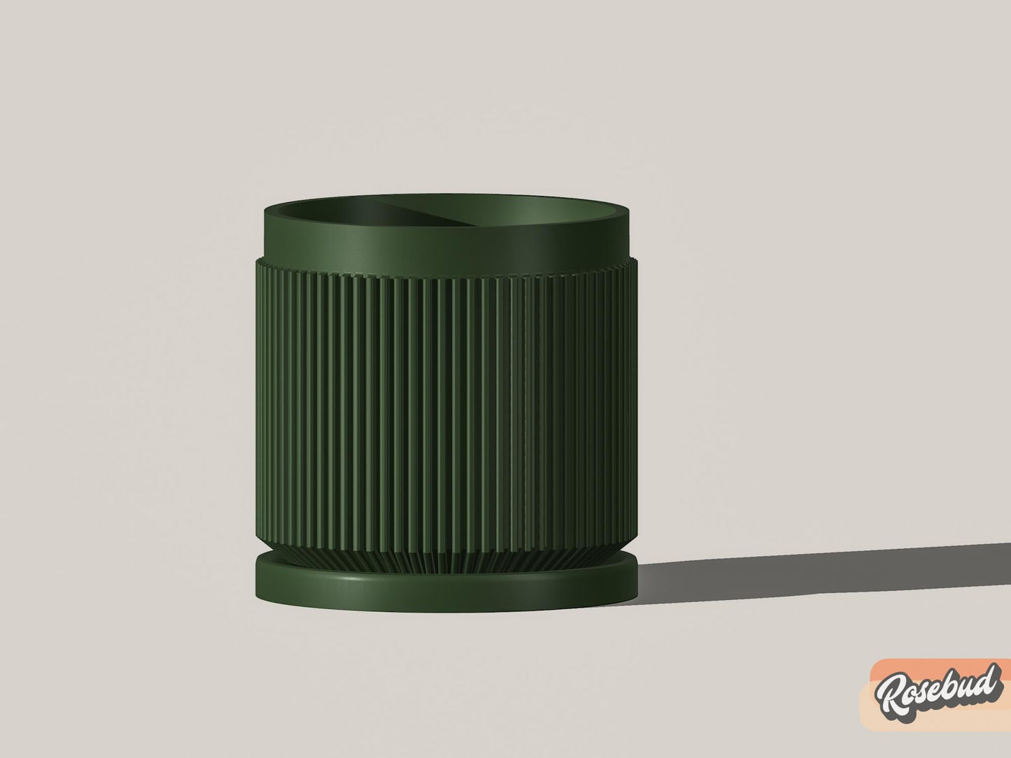 Modern Ribbed Planter with Drainage | 3D Printed Plant Pot 4–11 Inch | Black, White, Beige | Raised Letter Drip Tray