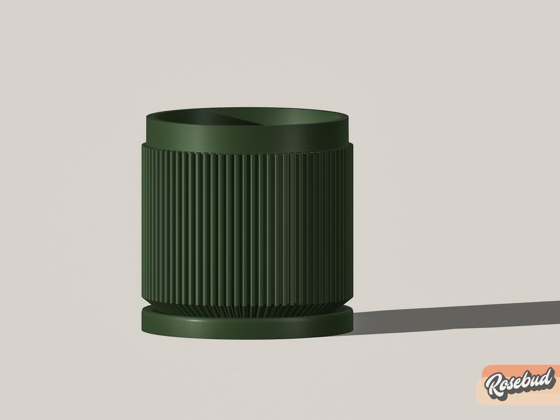 Modern Ribbed Planter with Drainage | 3D Printed Plant Pot 4–11 Inch | Black, White, Beige | Raised Letter Drip Tray