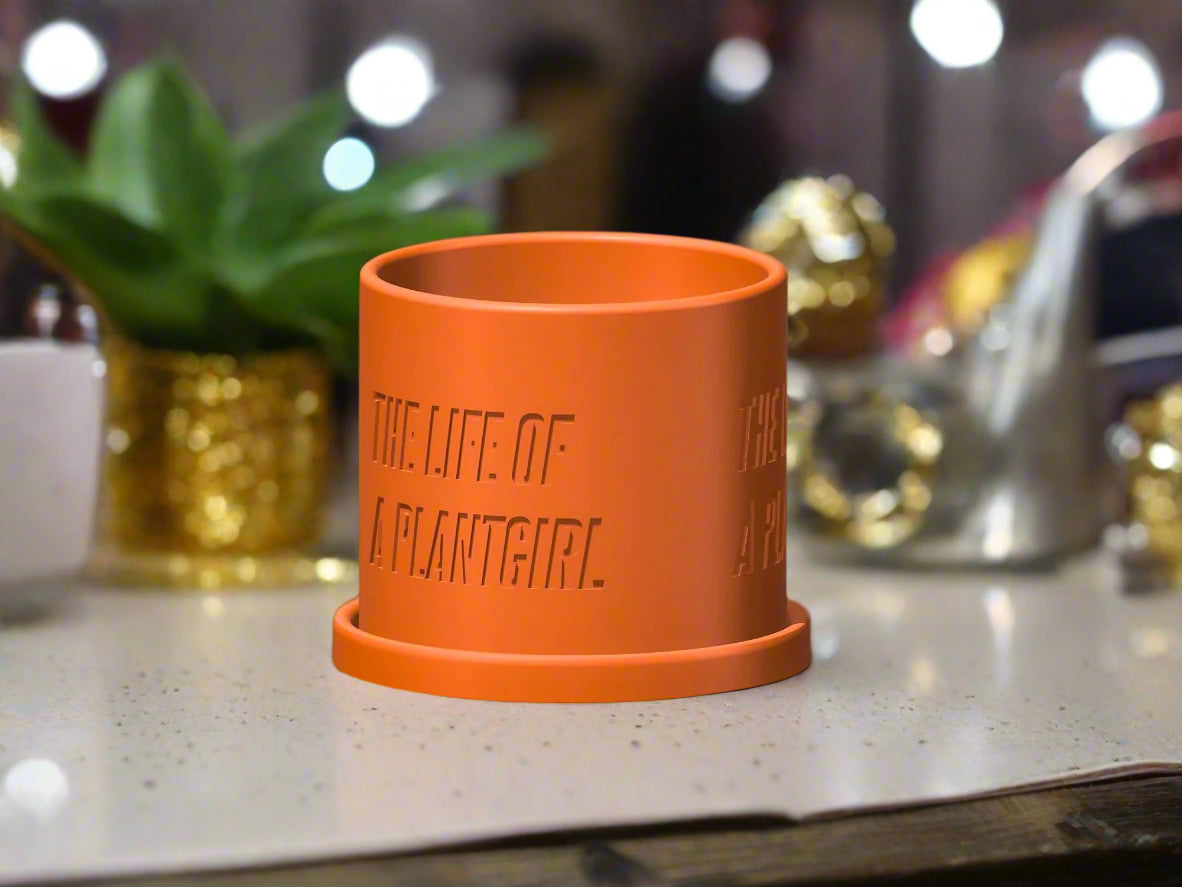 Life of a Showgirl Planter with Drainage and Saucer in Shiny Orange, Plant and Garden lover Gift, Swift Gift Ideas, Indoor and Outdoor