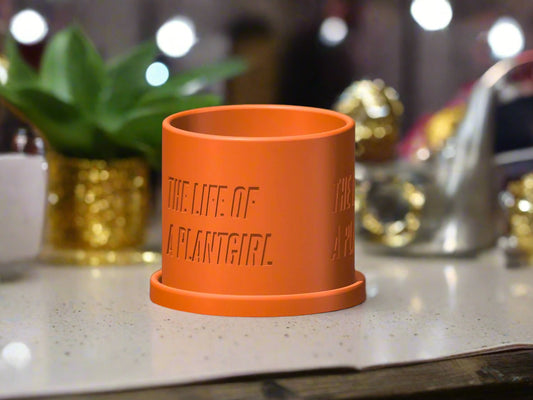 Life of a Showgirl Planter with Drainage and Saucer in Shiny Orange, Plant and Garden lover Gift, Swift Gift Ideas, Indoor and Outdoor